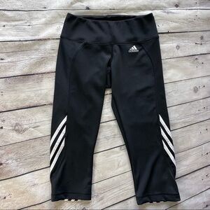 Adidas Black white stripes sport capris for Women Dri fit climalite size M
